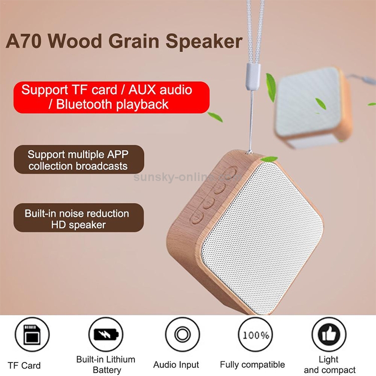 A70 Portable Wood Grain Wireless Bluetooth Speaker Mini Subwoofer Voice Box (Black) A70 Portable Wood Grain Wireless Bluetooth Speaker Mini Subwoofer Voice Box (Black)