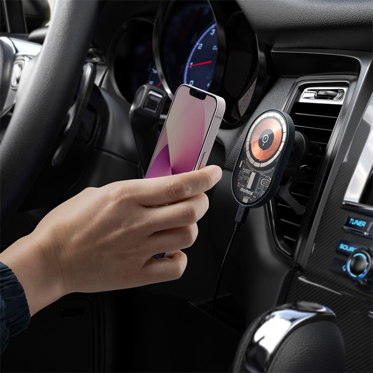 MOMAX CM20E Q.MAG MOUNT3 15W Transparent Magnetic Wireless Fast Charging Car Mount MOMAX CM20E Q.MAG MOUNT3 15W Transparent Magnetic Wireless Fast Charging Car Mount