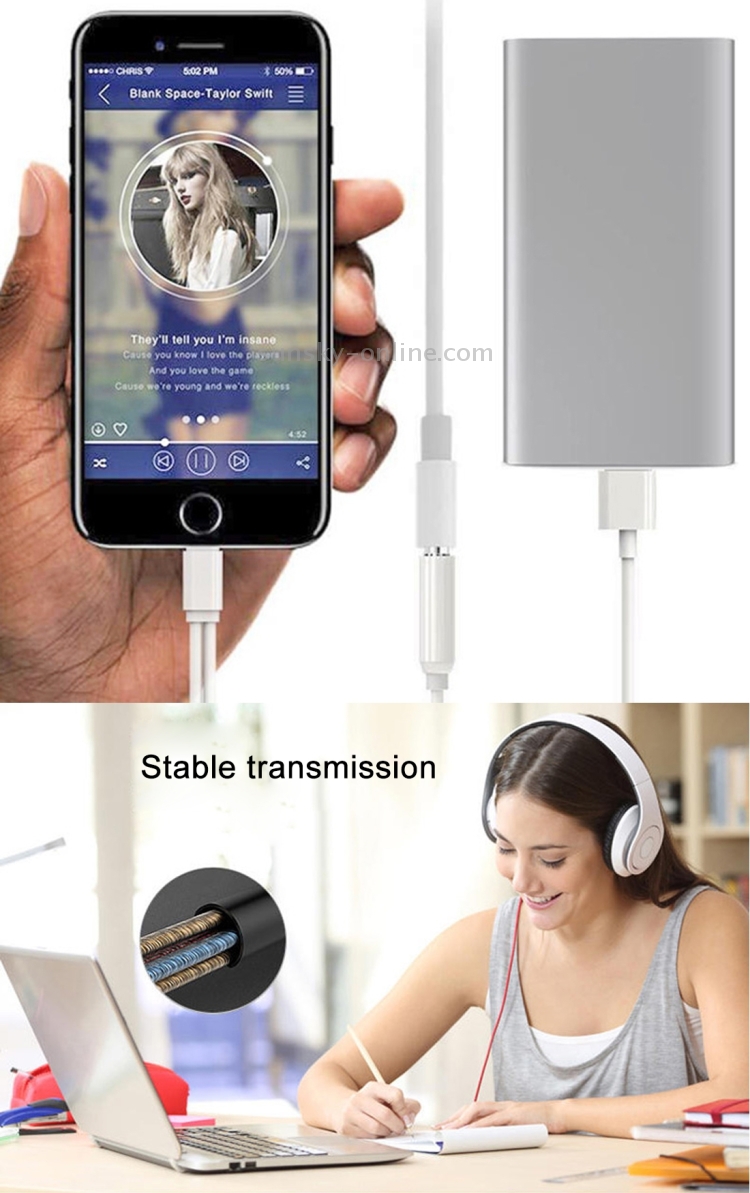 ENKAY Hat-Prince 2 in 1 3.5mm Female + 8 Pin Female to 8 Pin Male Charging and Listening to Music Earphone Audio Adapter ENKAY Hat-Prince 2 in 1 3.5mm Female + 8 Pin Female to 8 Pin Male Charging and Listening to Music Earphone Audio Adapter