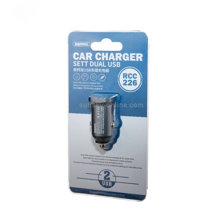 REMAX RCC226 SETT 2.4A Dual USB Interface Intelligent Car Charger (Tarnish) REMAX RCC226 SETT 2.4A Dual USB Interface Intelligent Car Charger (Tarnish)