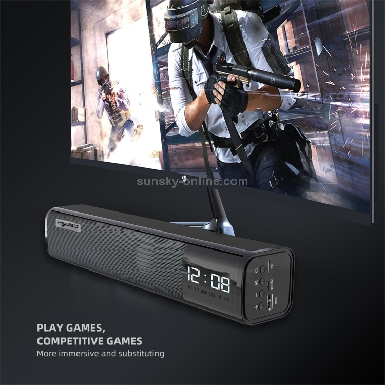 HXSJ Q2 Bluetooth 5.0 Stylish Desktop Bluetooth Speaker, Support FM / TF Card / AUX / USB / Alarm Clock (Black) HXSJ Q2 Bluetooth 5.0 Stylish Desktop Bluetooth Speaker, Support FM / TF Card / AUX / USB / Alarm Clock (Black)