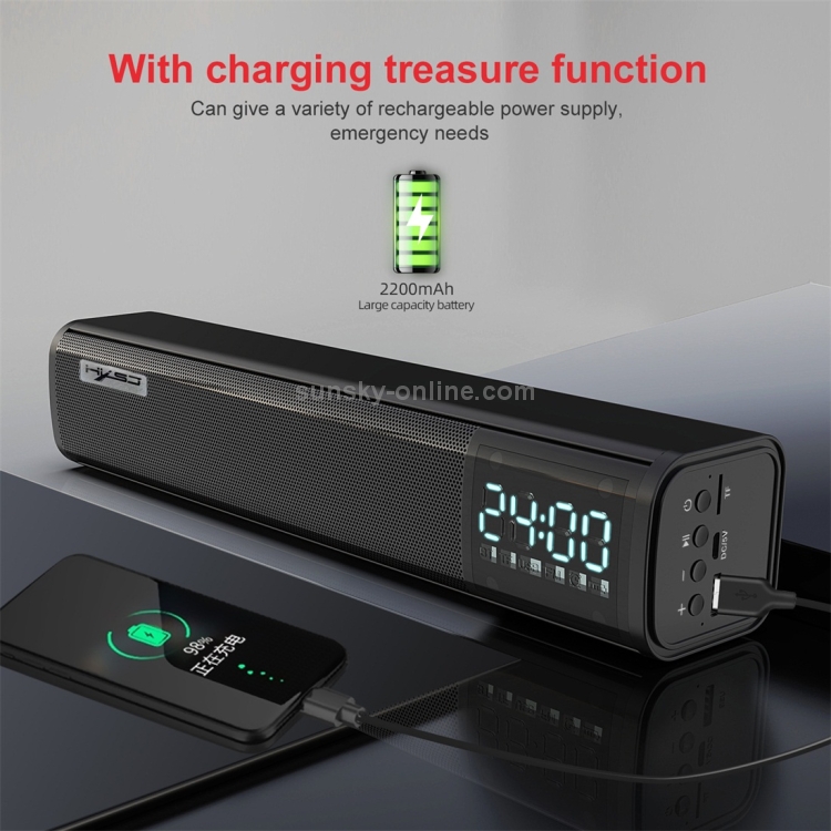 HXSJ Q2 Bluetooth 5.0 Stylish Desktop Bluetooth Speaker, Support FM / TF Card / AUX / USB / Alarm Clock (Black) HXSJ Q2 Bluetooth 5.0 Stylish Desktop Bluetooth Speaker, Support FM / TF Card / AUX / USB / Alarm Clock (Black)