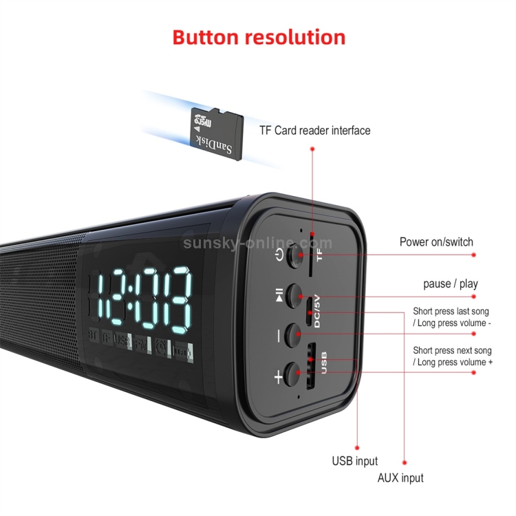 HXSJ Q2 Bluetooth 5.0 Stylish Desktop Bluetooth Speaker, Support FM / TF Card / AUX / USB / Alarm Clock (Black) HXSJ Q2 Bluetooth 5.0 Stylish Desktop Bluetooth Speaker, Support FM / TF Card / AUX / USB / Alarm Clock (Black)