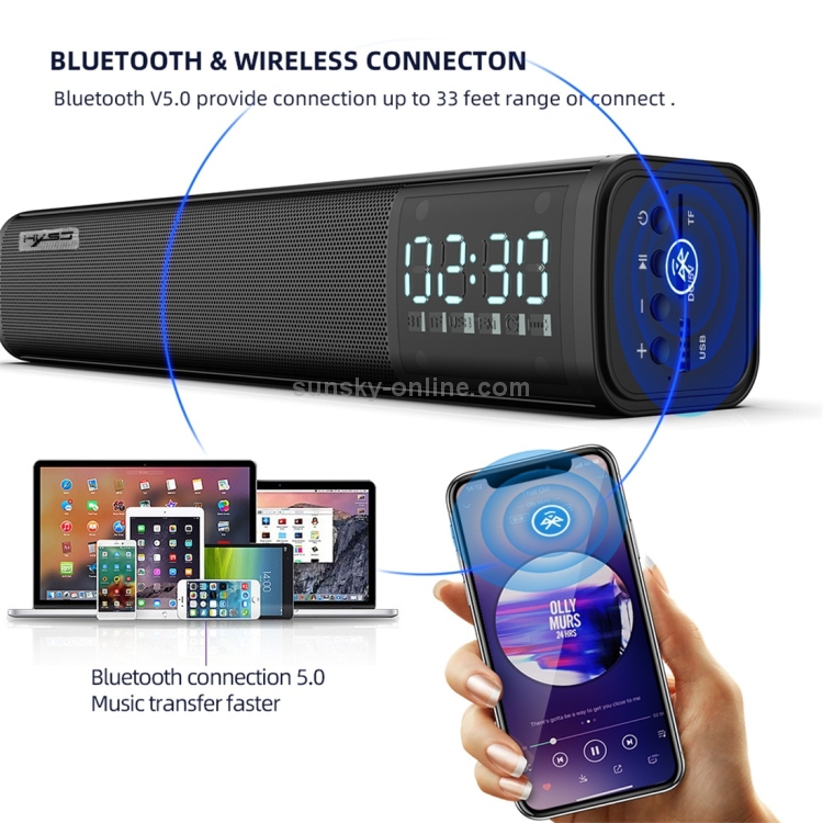 HXSJ Q2 Bluetooth 5.0 Stylish Desktop Bluetooth Speaker, Support FM / TF Card / AUX / USB / Alarm Clock (Black) HXSJ Q2 Bluetooth 5.0 Stylish Desktop Bluetooth Speaker, Support FM / TF Card / AUX / USB / Alarm Clock (Black)