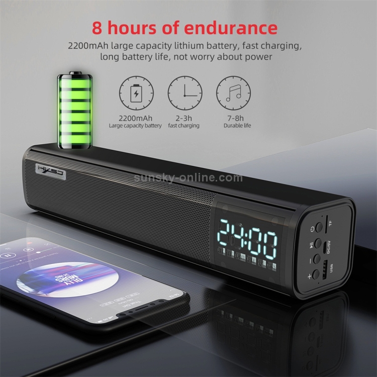 HXSJ Q2 Bluetooth 5.0 Stylish Desktop Bluetooth Speaker, Support FM / TF Card / AUX / USB / Alarm Clock (Black) HXSJ Q2 Bluetooth 5.0 Stylish Desktop Bluetooth Speaker, Support FM / TF Card / AUX / USB / Alarm Clock (Black)