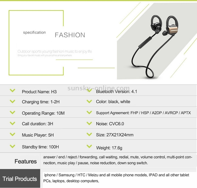 ZEALOT H3 High Quality Stereo HiFi Wire Control Wireless Bluetooth 4.1 Sports In-ear Headphone with HD Microphone ZEALOT H3 High Quality Stereo HiFi Wire Control Wireless Bluetooth 4.1 Sports In-ear Headphone with HD Microphone