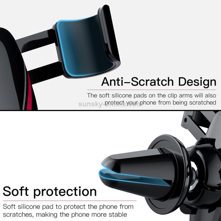 KUULAA Car Gravity Mobile Phone Bracket Holder with Air Outlet Ball Head (Black) KUULAA Car Gravity Mobile Phone Bracket Holder with Air Outlet Ball Head (Black)