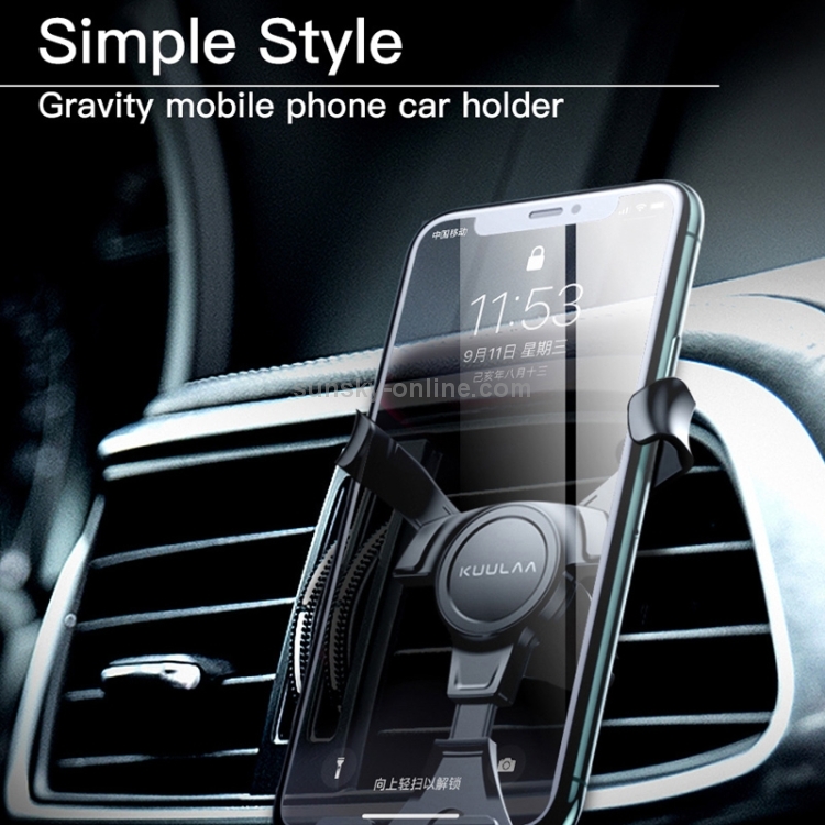 KUULAA Car Simple Plastic Gravity Mobile Phone Bracket Holder(Black) KUULAA Car Simple Plastic Gravity Mobile Phone Bracket Holder(Black)