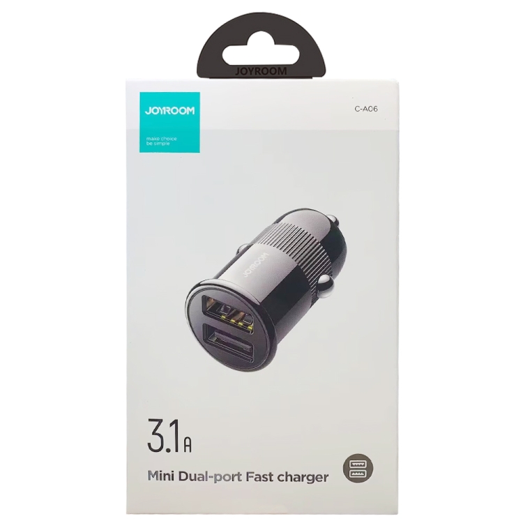 JOYROOM C-A06 3.1A Mini Dual-port Fast Charging Smart Car Charger(Black) JOYROOM C-A06 3.1A Mini Dual-port Fast Charging Smart Car Charger(Black)