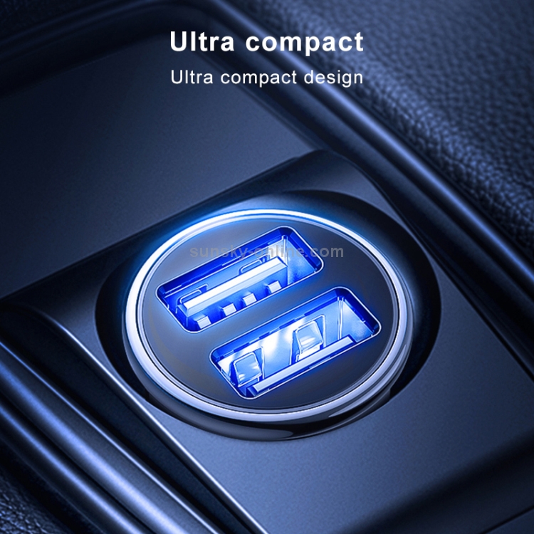 JOYROOM C-A06 3.1A Mini Dual-port Fast Charging Smart Car Charger(Black) JOYROOM C-A06 3.1A Mini Dual-port Fast Charging Smart Car Charger(Black)
