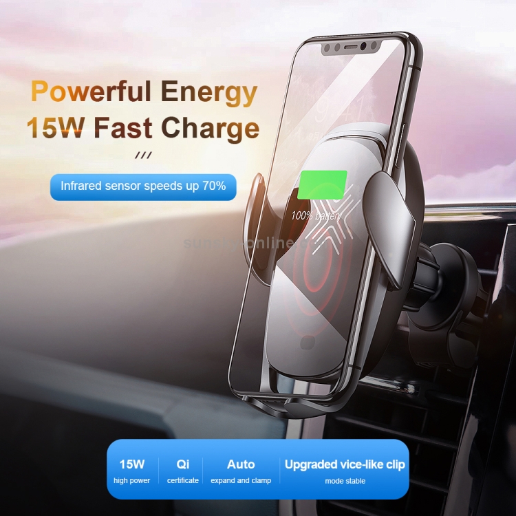ROCK W28 15W QI Induction Wireless Charging Car Air Outlet Bracket for 4.7-6.5 inch Mobile Phones(Tarnish) ROCK W28 15W QI Induction Wireless Charging Car Air Outlet Bracket for 4.7-6.5 inch Mobile Phones(Tarnish)