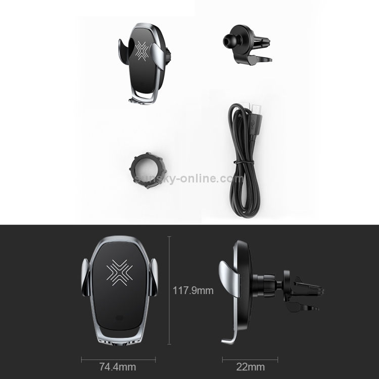 ROCK W28 15W QI Induction Wireless Charging Car Air Outlet Bracket for 4.7-6.5 inch Mobile Phones(Tarnish) ROCK W28 15W QI Induction Wireless Charging Car Air Outlet Bracket for 4.7-6.5 inch Mobile Phones(Tarnish)