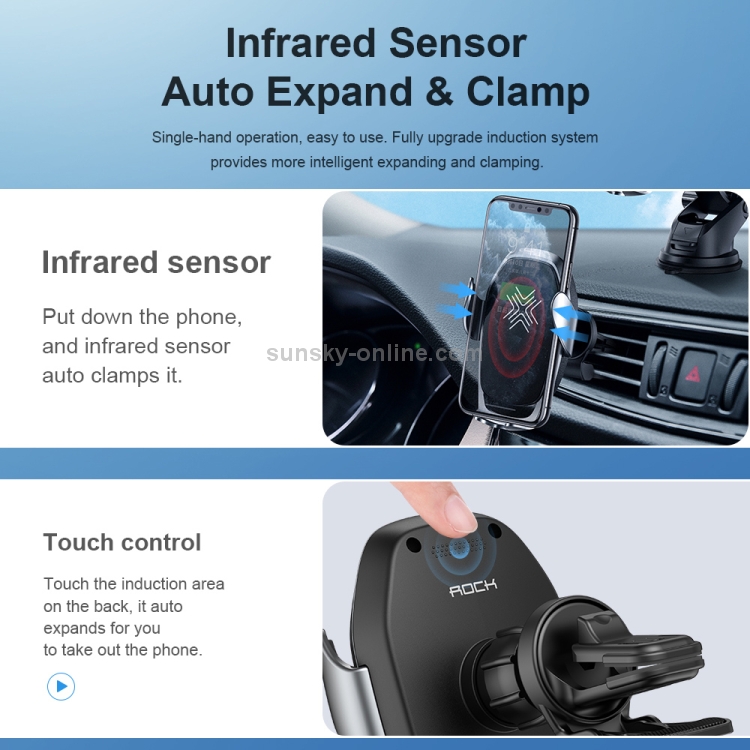 ROCK W28 15W QI Induction Wireless Charging Car Air Outlet Bracket for 4.7-6.5 inch Mobile Phones(Tarnish) ROCK W28 15W QI Induction Wireless Charging Car Air Outlet Bracket for 4.7-6.5 inch Mobile Phones(Tarnish)