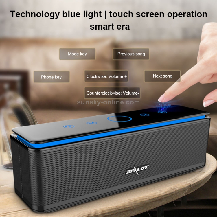 ZEALOT S7 Portable Smart Touch Stereo Bluetooth Speaker with Built-in Mic, Support Hands-Free Call & TF Card & AUX (Black) ZEALOT S7 Portable Smart Touch Stereo Bluetooth Speaker with Built-in Mic, Support Hands-Free Call & TF Card & AUX (Black)