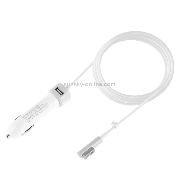 45W 5.1V 2.1A USB Interface Car Charger with 14.5V 3.1A L MagSafe Interface Data Cable(White) 45W 5.1V 2.1A USB Interface Car Charger with 14.5V 3.1A L MagSafe Interface Data Cable(White)
