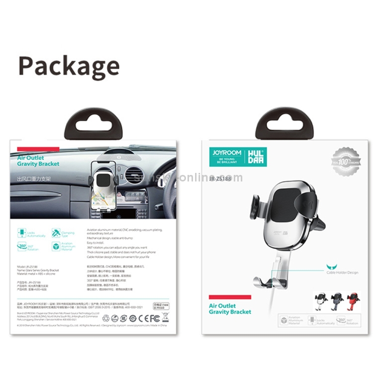 JOYROOM Glare Series JR-ZS188 Car Air Outlet Gravity Phone Bracket (Silver) JOYROOM Glare Series JR-ZS188 Car Air Outlet Gravity Phone Bracket (Silver)