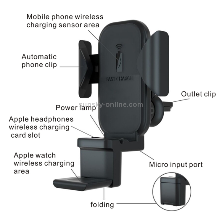 N32 3 in 1 Car Quick Wireless Charger for iPhone, Apple Watch, AirPods(Black) N32 3 in 1 Car Quick Wireless Charger for iPhone, Apple Watch, AirPods(Black)