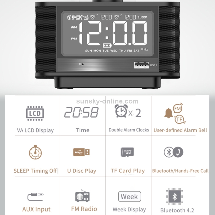 X7 Bluetooth Mega Bass Alarm Box Clock Radio(Black) X7 Bluetooth Mega Bass Alarm Box Clock Radio(Black)