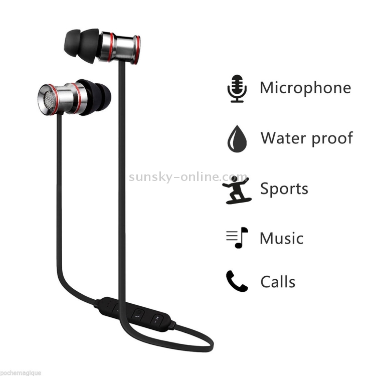 BTH-828 Magnetic In-Ear Sport Wireless Bluetooth V4.1 Stereo Waterproof Earbuds Earphone with Mic