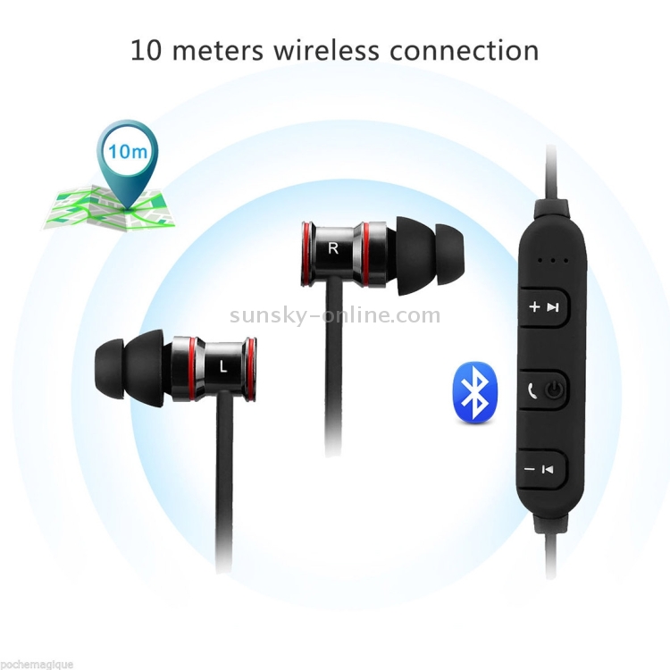 BTH-828 Magnetic In-Ear Sport Wireless Bluetooth V4.1 Stereo Waterproof Earbuds Earphone with Mic