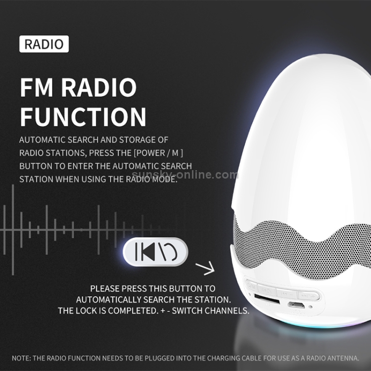 KIVEE KV-MW01 Tone Color Light Bluetooth Speaker, Support TF & FM & Voice Call(White) KIVEE KV-MW01 Tone Color Light Bluetooth Speaker, Support TF & FM & Voice Call(White)