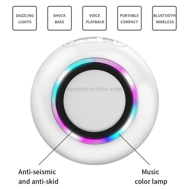 KIVEE KV-MW01 Tone Color Light Bluetooth Speaker, Support TF & FM & Voice Call(White) KIVEE KV-MW01 Tone Color Light Bluetooth Speaker, Support TF & FM & Voice Call(White)