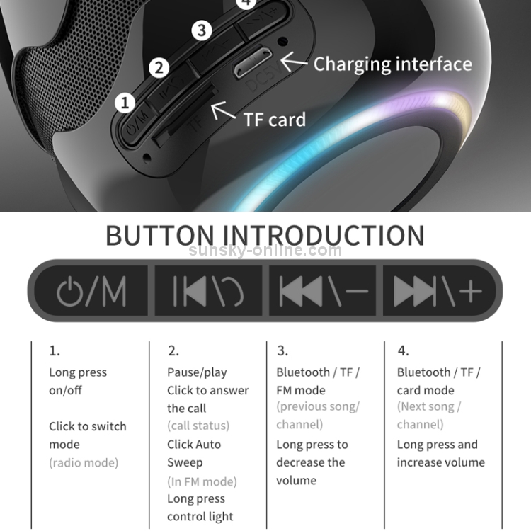 KIVEE KV-MW01 Tone Color Light Bluetooth Speaker, Support TF & FM & Voice Call(White) KIVEE KV-MW01 Tone Color Light Bluetooth Speaker, Support TF & FM & Voice Call(White)