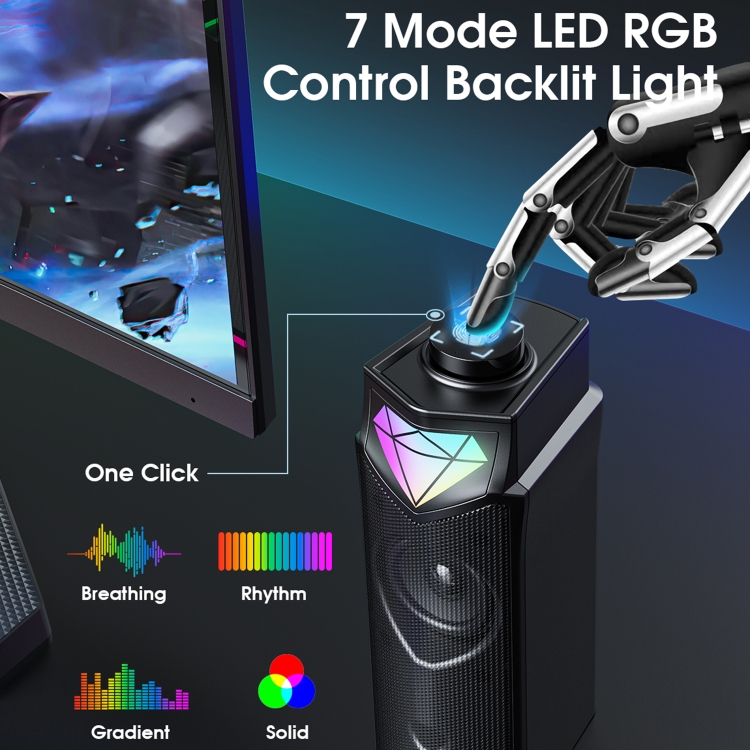 Altavoz inalámbrico Bluetooth USB con luz RGB portátil para exteriores L1 con micrófono (negro) - 3