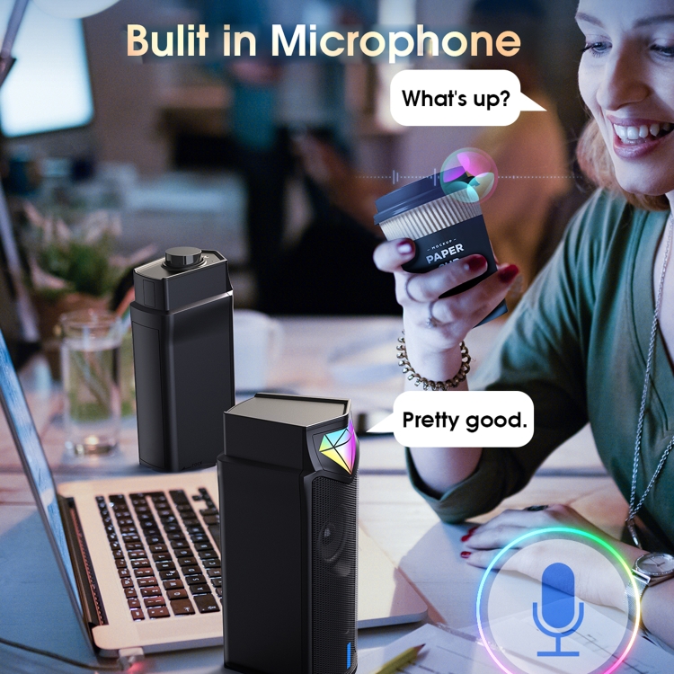 Altavoz inalámbrico Bluetooth USB con luz RGB portátil para exteriores L1 con micrófono (negro) - 4