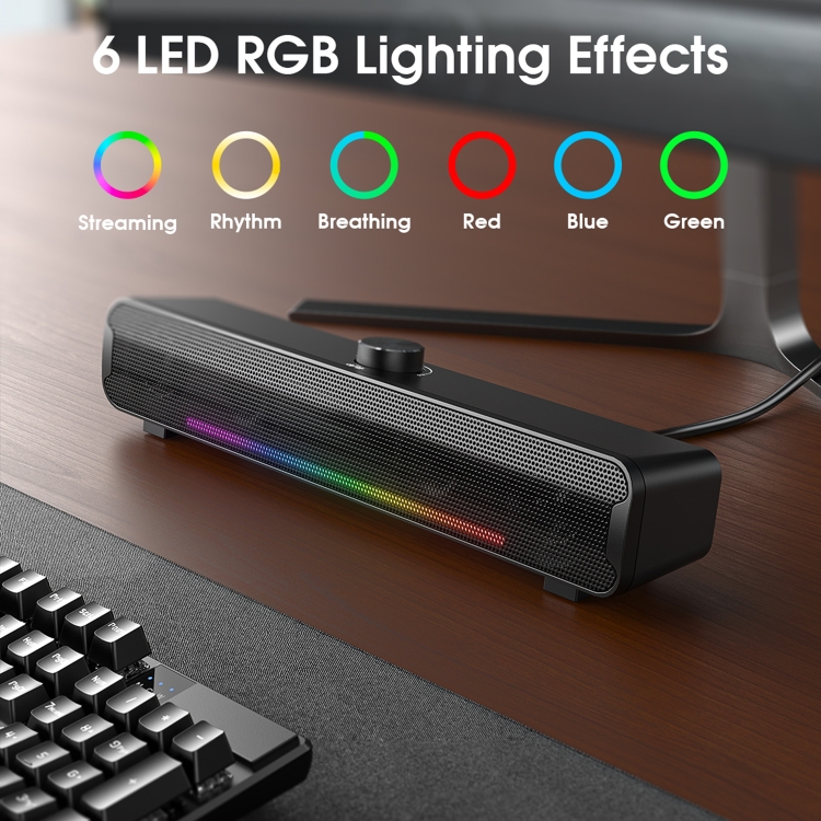 Altavoz inalámbrico Bluetooth USB HiFi con luz RGB portátil para exteriores L16 (negro) - 3
