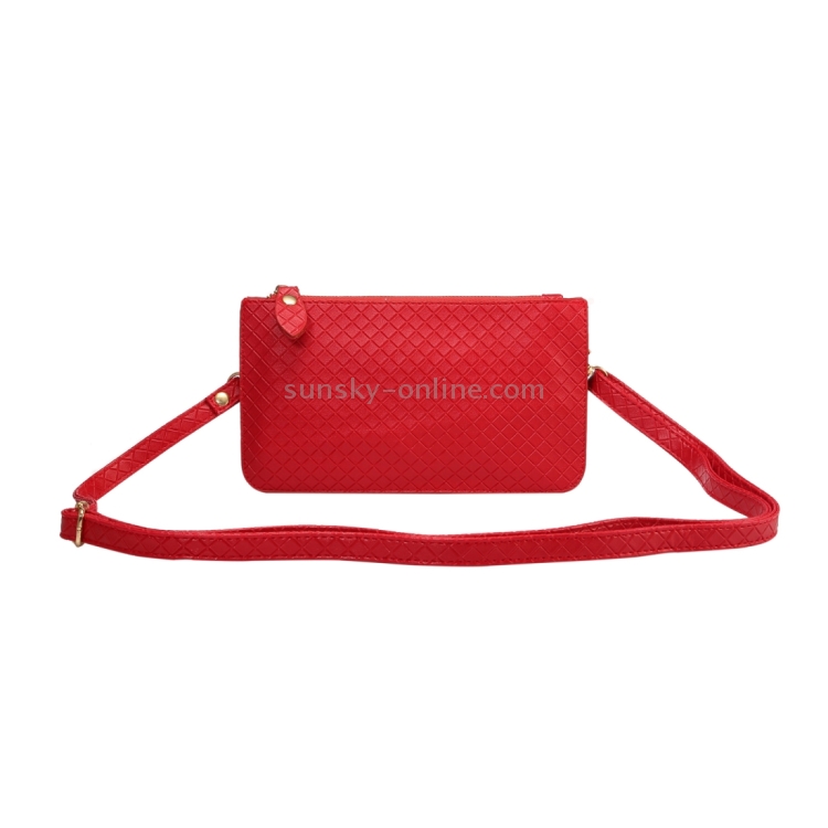Universal Plaid Texture Horizontal Style PU Leather Shoulder Carrying Bag & Lanyard for iPhone, Samsung, Galaxy Note 8, HTC, Sony, Lenovo, Huawei, Xiaomi and other 6.4 inch Below Smartphones