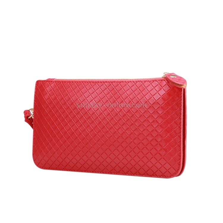 Universal Plaid Texture Horizontal Style PU Leather Shoulder Carrying Bag & Lanyard for iPhone, Samsung, Galaxy Note 8, HTC, Sony, Lenovo, Huawei, Xiaomi and other 6.4 inch Below Smartphones