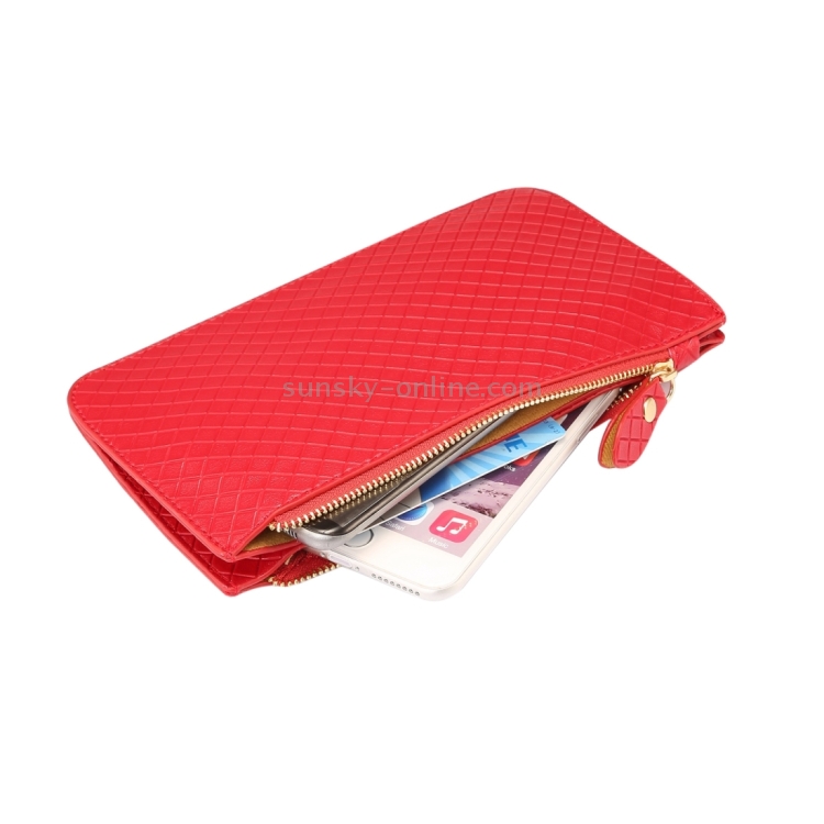 Universal Plaid Texture Horizontal Style PU Leather Shoulder Carrying Bag & Lanyard for iPhone, Samsung, Galaxy Note 8, HTC, Sony, Lenovo, Huawei, Xiaomi and other 6.4 inch Below Smartphones