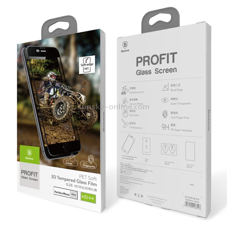 Baseus for iPhone 7 Plus 0.23mm 9H Surface Hardness PET Soft 3D Curverd Arc Explosion-proof HD Silk-screen Tempered Glass Full Coverage Screen Film(Black) Baseus for iPhone 7 Plus 0.23mm 9H Surface Hardness PET Soft 3D Curverd Arc Explosion-proof HD Silk-screen Tempered Glass Full Coverage Screen Film(Black)