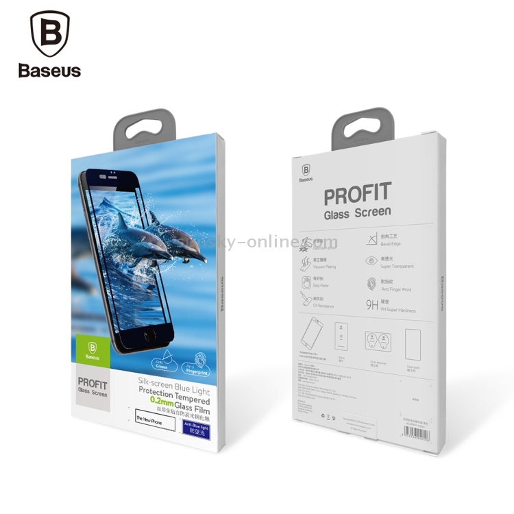 Baseus for iPhone 7 Plus 0.2mm 9H Surface Hardness Explosion-proof Anti Blue-ray Silk-screen Tempered Glass Full Screen Film(White) Baseus for iPhone 7 Plus 0.2mm 9H Surface Hardness Explosion-proof Anti Blue-ray Silk-screen Tempered Glass Full Screen Film(White)