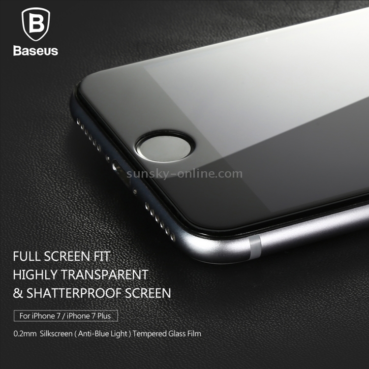 Baseus for iPhone 7 Plus 0.2mm 9H Surface Hardness Explosion-proof Anti Blue-ray Silk-screen Tempered Glass Full Screen Film(White) Baseus for iPhone 7 Plus 0.2mm 9H Surface Hardness Explosion-proof Anti Blue-ray Silk-screen Tempered Glass Full Screen Film(White)