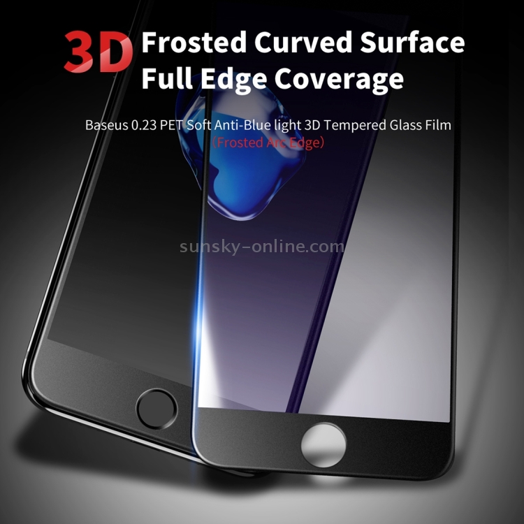 Baseus For iPhone 7 Plus 0.23mm 9H Surface Hardness PET Soft 3D Curverd Frosted Arc Anti Blue-ray Silk-screen Tempered Glass Full Coverage Screen Film(Black) Baseus For iPhone 7 Plus 0.23mm 9H Surface Hardness PET Soft 3D Curverd Frosted Arc Anti Blue-ray Silk-screen Tempered Glass Full Coverage Screen Film(Black)