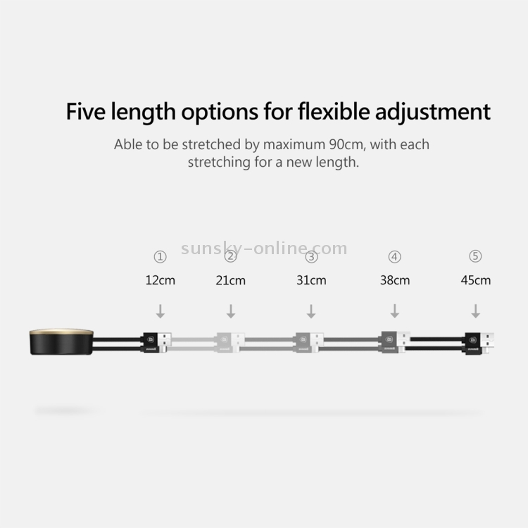 Baseus 90cm Portable Pocket New Era Cable 2A 8 Pin to USB Flexible Rule Style Stretched TPE Data Sync Charging Cable