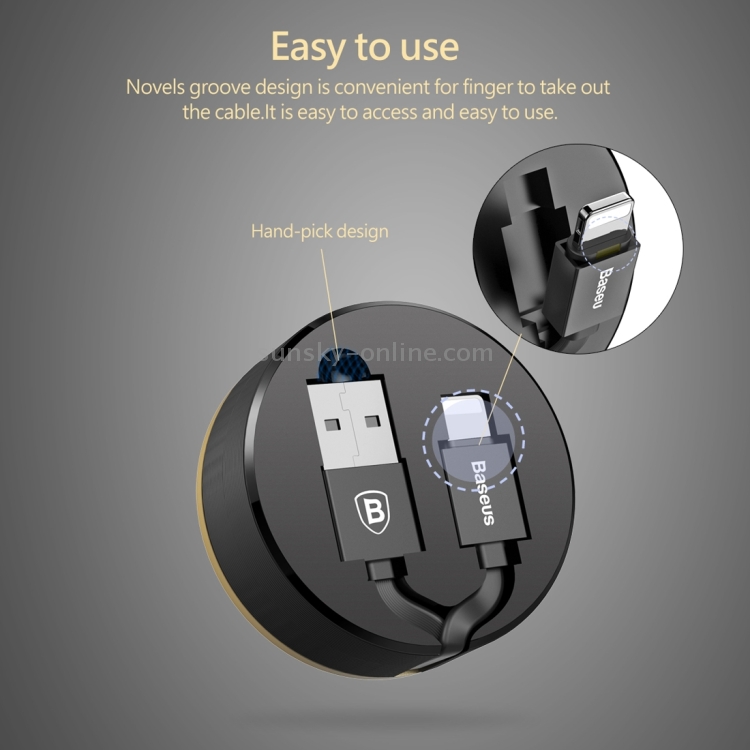 Baseus 90cm Portable Pocket New Era Cable 2A 8 Pin to USB Flexible Rule Style Stretched TPE Data Sync Charging Cable