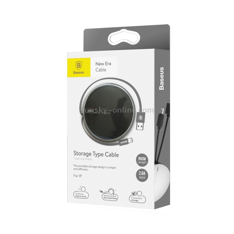 Baseus 90cm Portable Pocket New Era Cable 2A 8 Pin to USB Flexible Rule Style Stretched TPE Data Sync Charging Cable