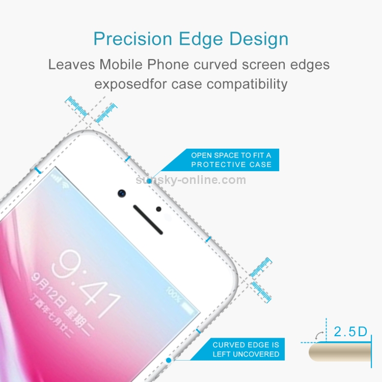 For iPhone 8 0.26mm 9H Surface Hardness 2.5D Explosion-proof Full Screen Silk-screen Tempered Glass Screen Film (White) For iPhone 8 0.26mm 9H Surface Hardness 2.5D Explosion-proof Full Screen Silk-screen Tempered Glass Screen Film (White)