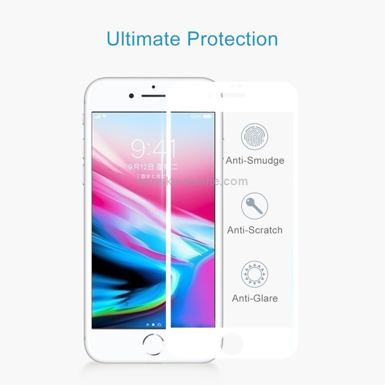 For iPhone 8 0.26mm 9H Surface Hardness 2.5D Explosion-proof Full Screen Silk-screen Tempered Glass Screen Film (White) For iPhone 8 0.26mm 9H Surface Hardness 2.5D Explosion-proof Full Screen Silk-screen Tempered Glass Screen Film (White)