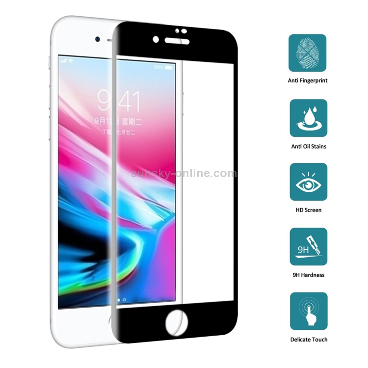 For iPhone SE 2020 / 8 / 7 0.3mm 9H Surface Hardness 4D Curved Full Screen Tempered Glass Screen Protector(Black) For iPhone SE 2020 / 8 / 7 0.3mm 9H Surface Hardness 4D Curved Full Screen Tempered Glass Screen Protector(Black)