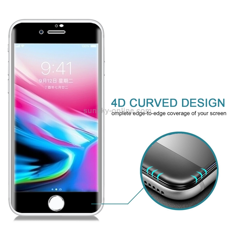 For iPhone SE 2020 / 8 / 7 0.3mm 9H Surface Hardness 4D Curved Full Screen Tempered Glass Screen Protector(Black) For iPhone SE 2020 / 8 / 7 0.3mm 9H Surface Hardness 4D Curved Full Screen Tempered Glass Screen Protector(Black)
