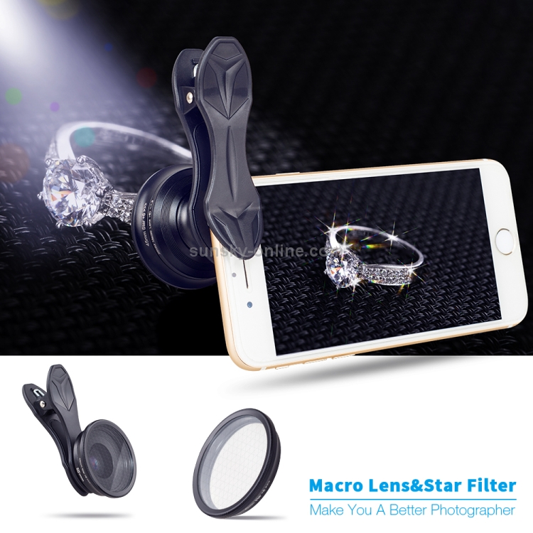 APEXEL APL-25SR Universal Camera Lens Optical 20X Macro + Star Filter Lens Kit APEXEL APL-25SR Universal Camera Lens Optical 20X Macro + Star Filter Lens Kit