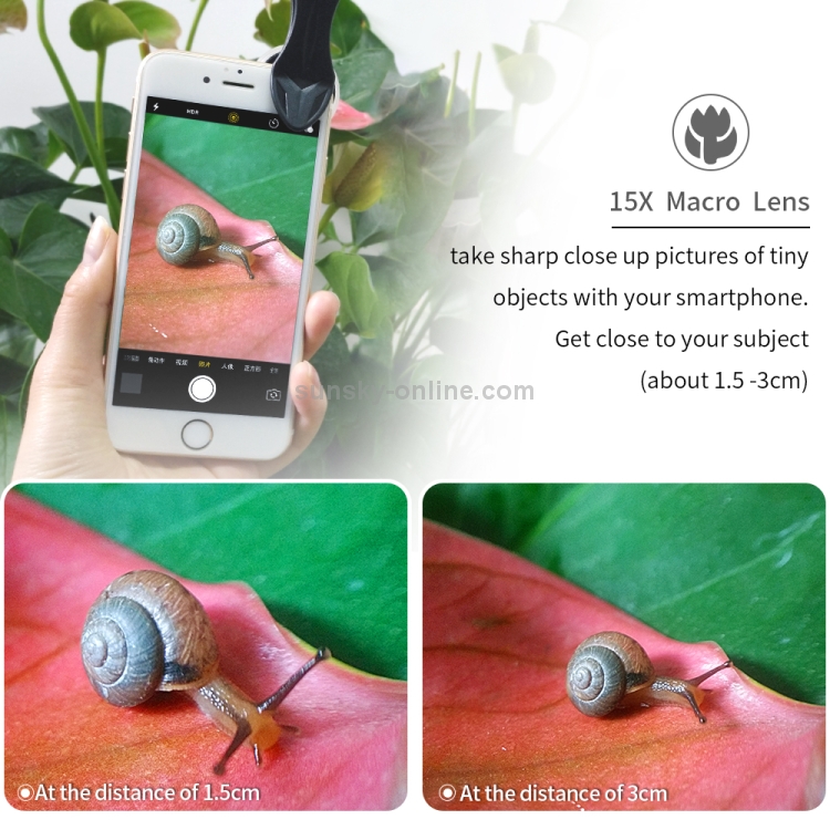 APEXEL APL-ML35 Professional Photography 15X Macro Lens Mobile Phone External Lens with Lens Hood APEXEL APL-ML35 Professional Photography 15X Macro Lens Mobile Phone External Lens with Lens Hood