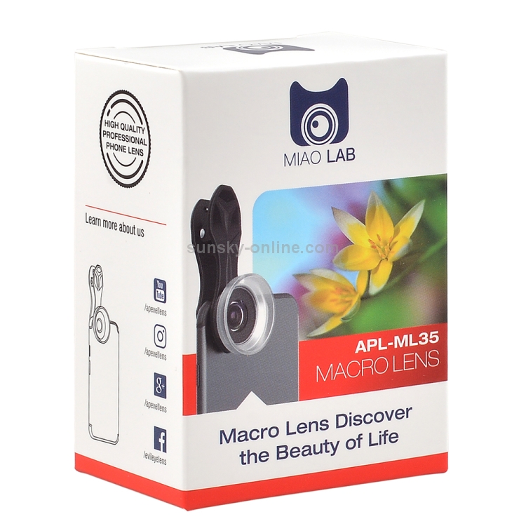 APEXEL APL-ML35 Professional Photography 15X Macro Lens Mobile Phone External Lens with Lens Hood APEXEL APL-ML35 Professional Photography 15X Macro Lens Mobile Phone External Lens with Lens Hood