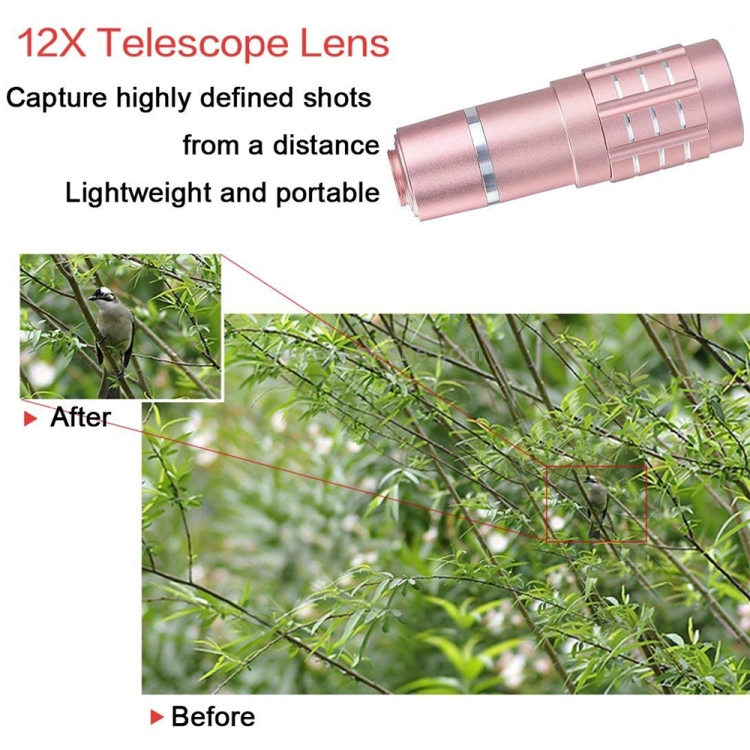 Universal 12X Telephoto Lens + 0.45X Wide-angle Lens + 12.5X Macro Lens Kit Universal 12X Telephoto Lens + 0.45X Wide-angle Lens + 12.5X Macro Lens Kit