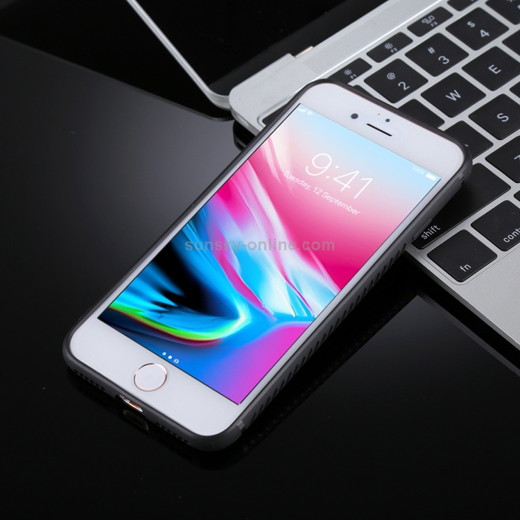 TOTUDESIGN For iPhone SE 2020 & 8 & 7 Ultra-thin TPU Soft Frosted Protective Back Cover Case(Black)