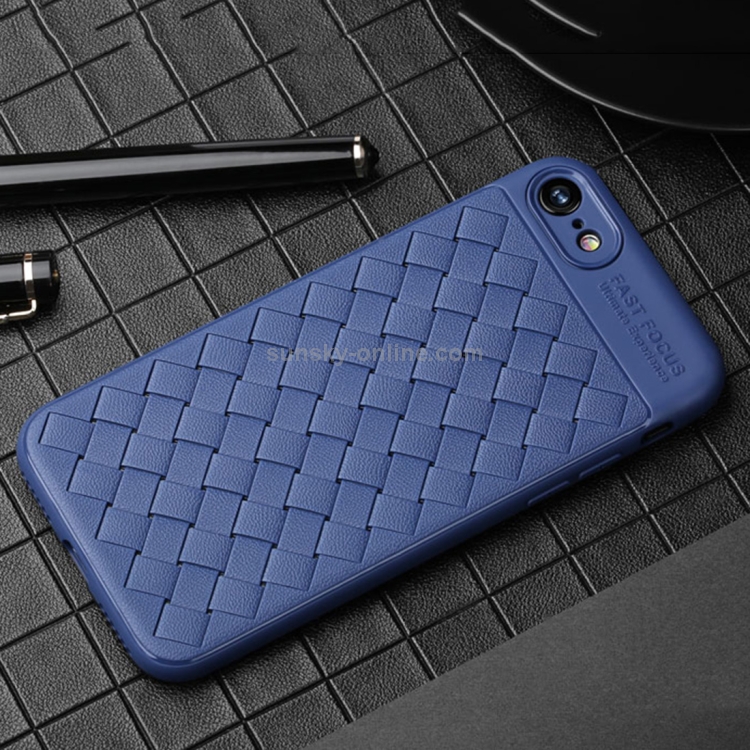 USAMS For iPhone SE 2020 & 8 & 7 Weave Style TPU Breathable Soft Protective Back Case(Blue) USAMS For iPhone SE 2020 & 8 & 7 Weave Style TPU Breathable Soft Protective Back Case(Blue)